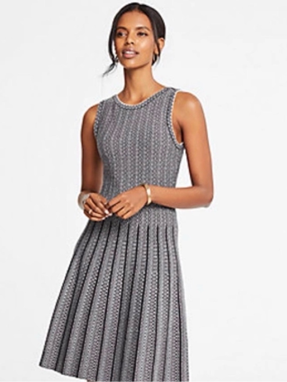 Ann Taylor petite jacquard pleated sweater dress size XS